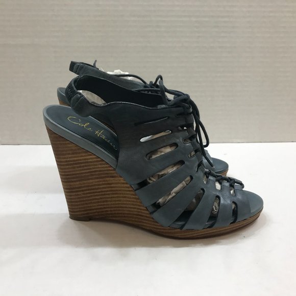 Cole Haan Leather OT Sling HIGH Wedge Sandal - Picture 1 of 7